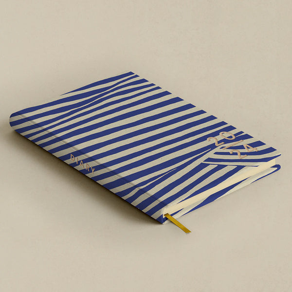2024 'Blank Canvas' Handmade Diary, Blue & Cream