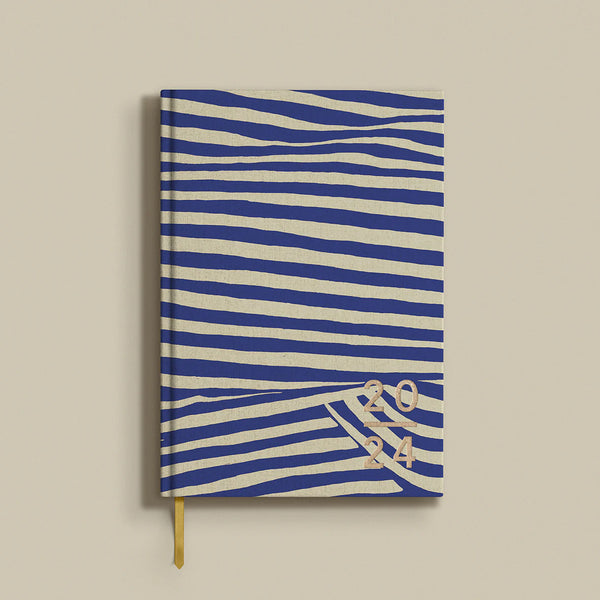 2024 'Blank Canvas' Handmade Diary, Blue & Cream