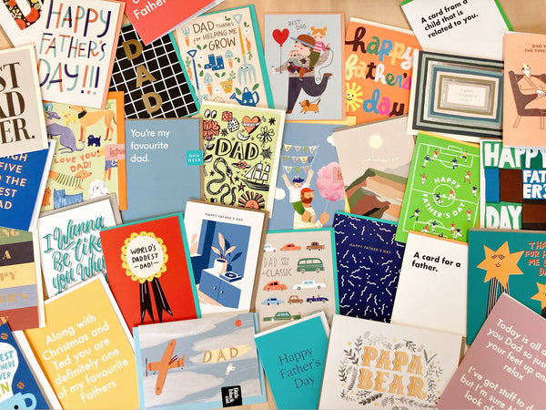 lots of Father's Day cards spread out