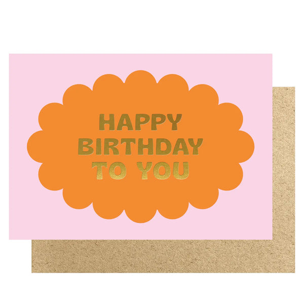 Happy Birthday To You Pink Oval Scallop