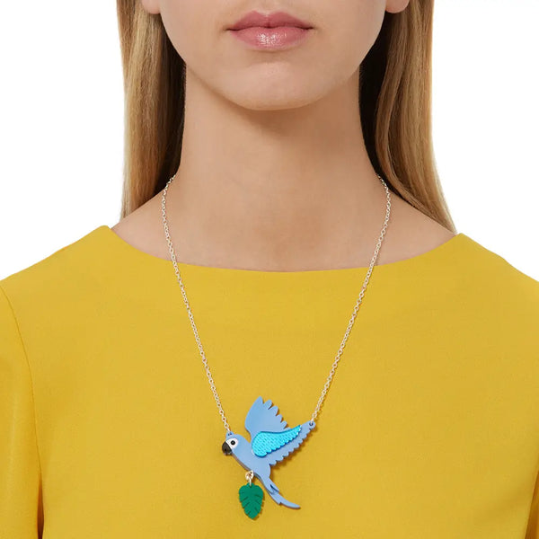 Flying Blue Parrot Necklace