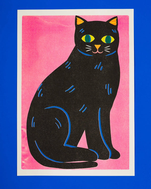 Black Cat Riso Print