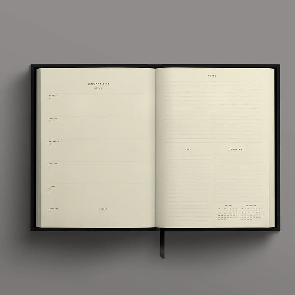 2024 'Blank Canvas' Handmade Diary, Black