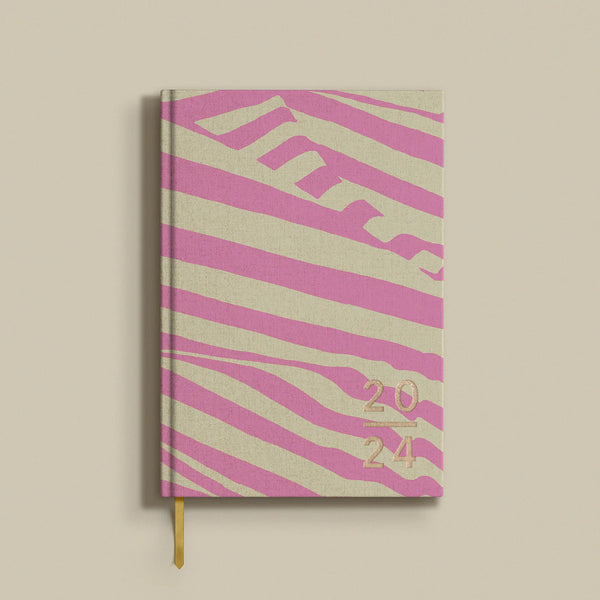 2024 'Blank Canvas' Handmade Diary, Pink & Cream