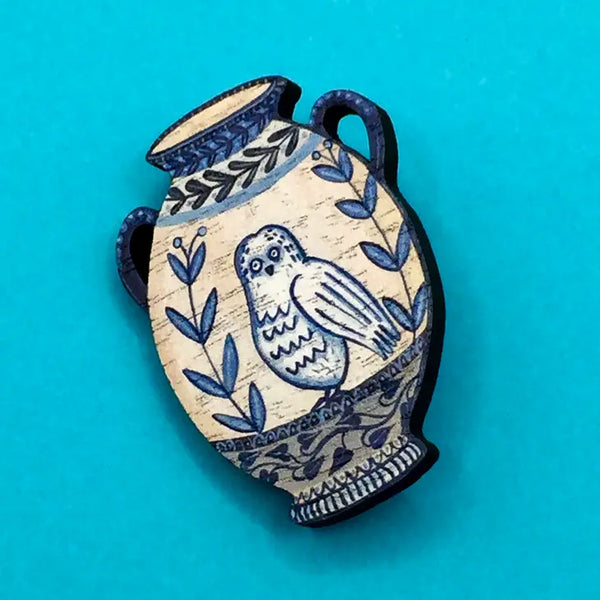 Owl Vase Pin Brooch