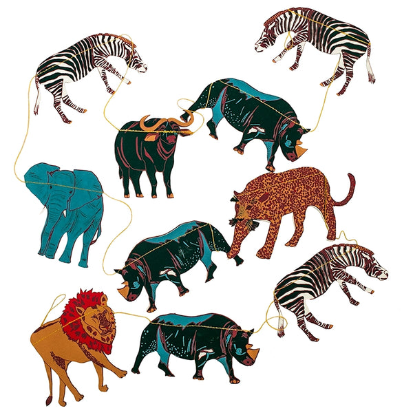African Safari Animal Screenprinted Paper Garland