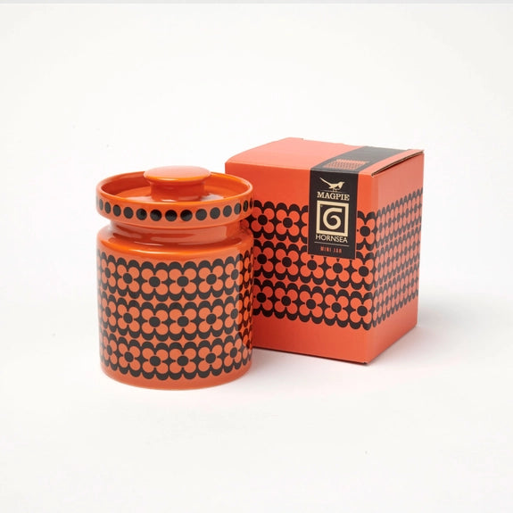 Magpie X Hornsea Mini Lidded Jar Orange Repeat Flower by Magpie X Hornsea