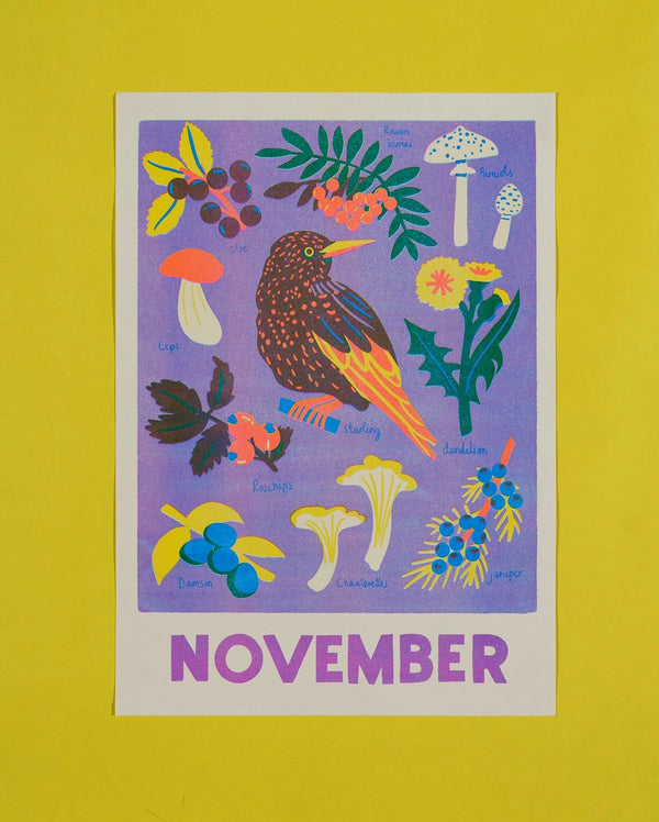 November Forage Riso Print