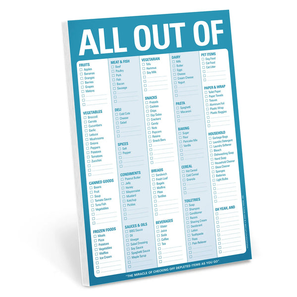 All Out Of Shopping List Pad with Magnet