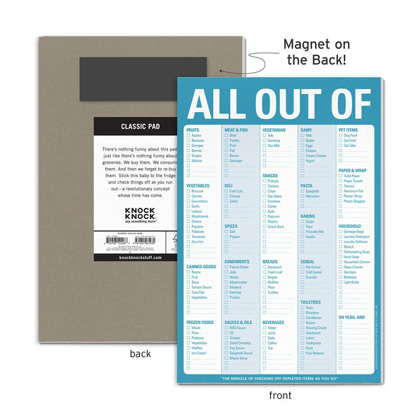 All Out Of Shopping List Pad with Magnet