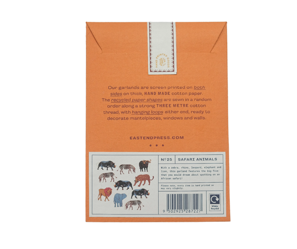 African Safari Animal Screenprinted Paper Garland
