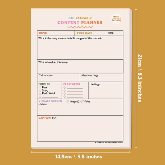 Social Media Content Planner Pad A5