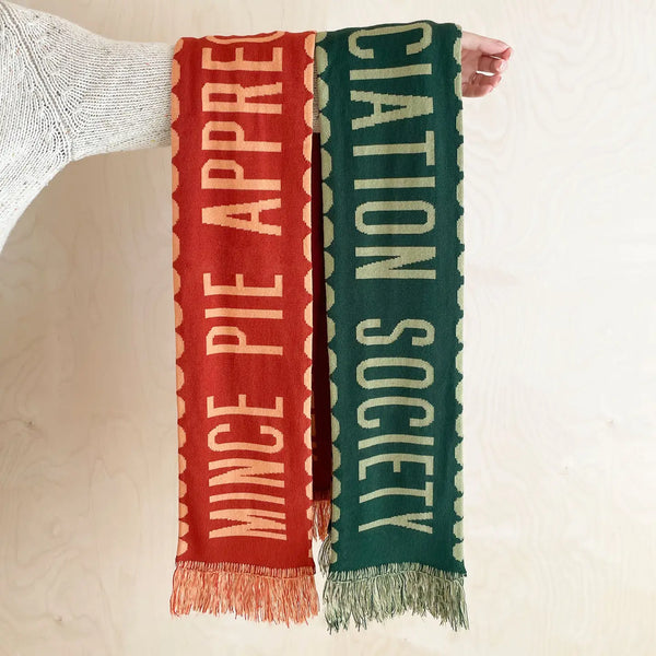 Mince Pie Appreciation Society Knitted Scarf