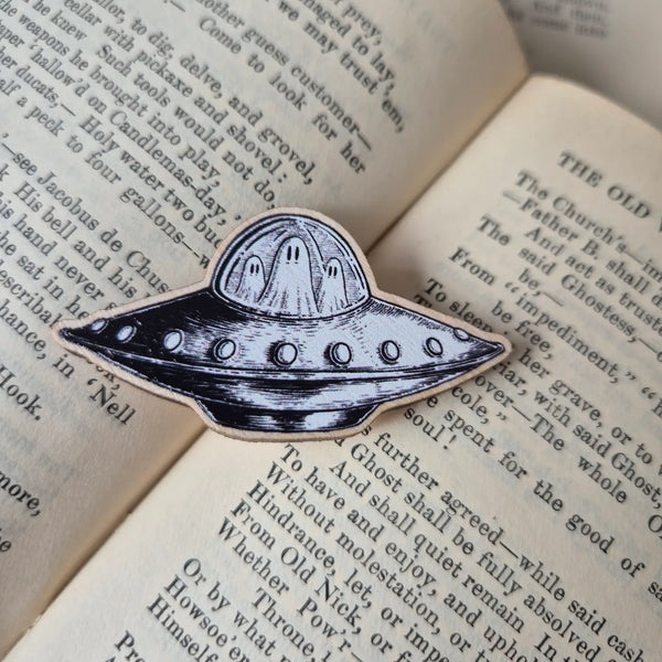Unidentified Flying Ghosties Wooden Pin