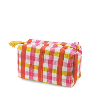 Quilted Gingham Makeup Bag