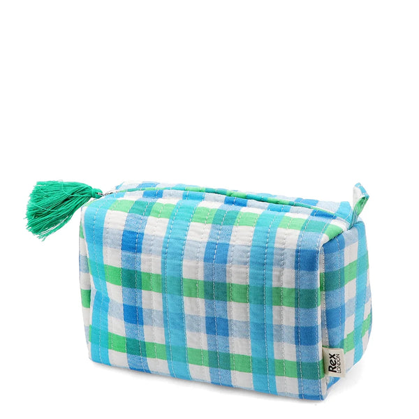 Quilted Gingham Makeup Bag