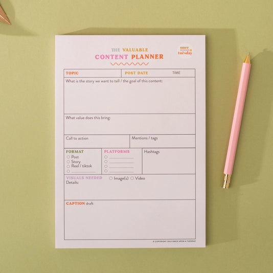 Social Media Content Planner Pad A5