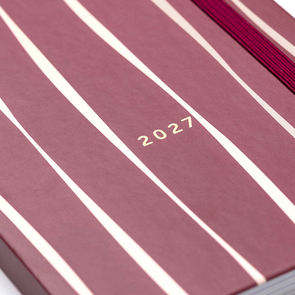 2027 A6 Busy Life Diary - Burgundy Stripe