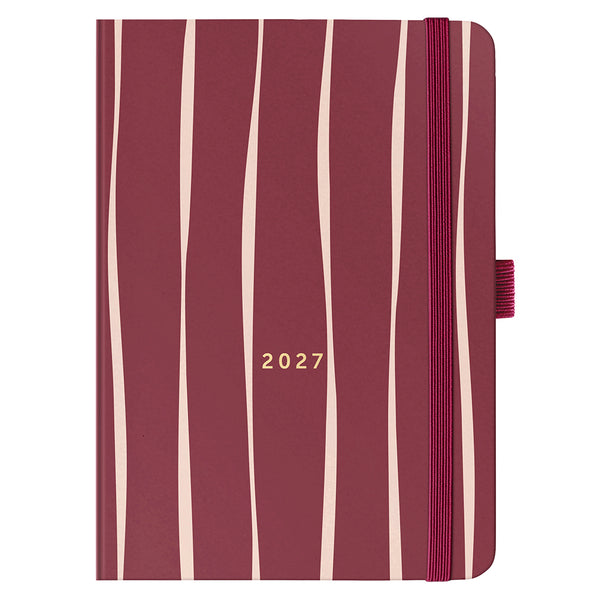 2027 A6 Busy Life Diary - Burgundy Stripe