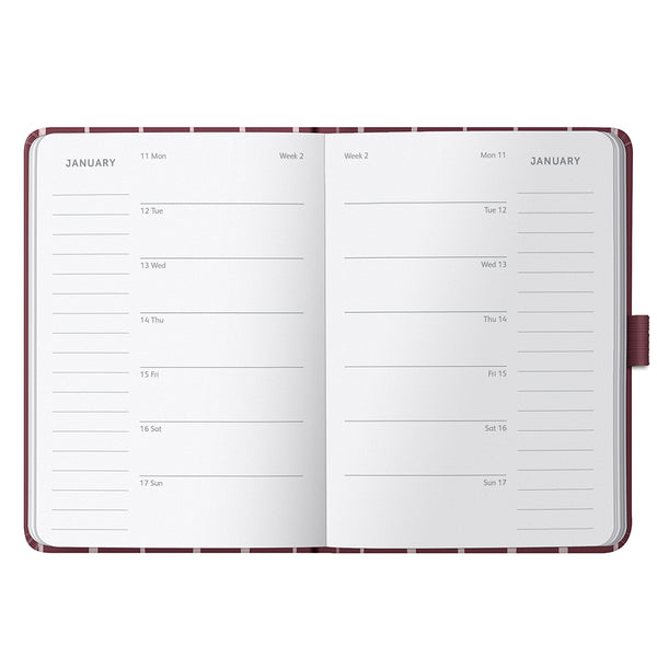 2027 A6 Busy Life Diary - Burgundy Stripe