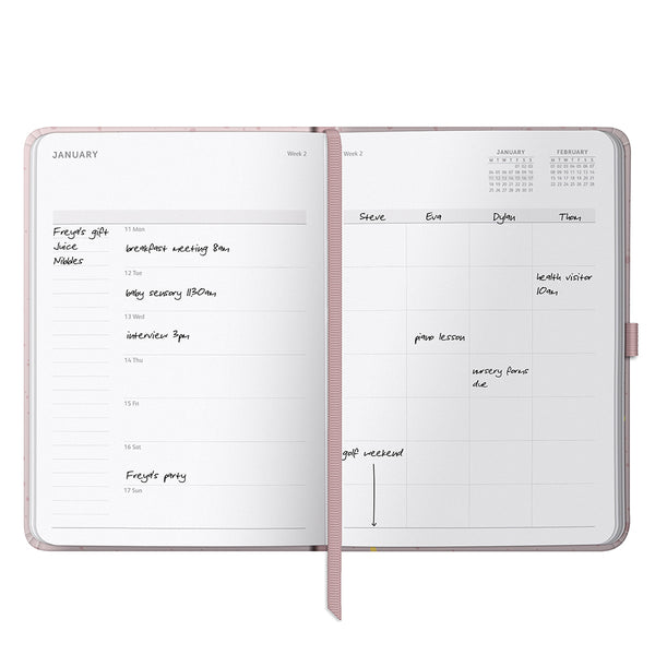 2027 Family Diary - Pink Spray