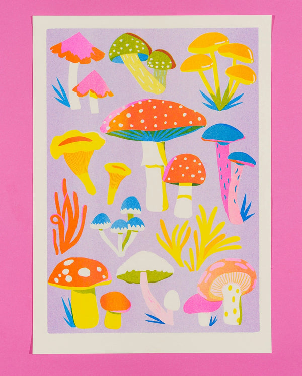 Mushroom Riso Print