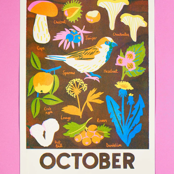October Forage Riso Print