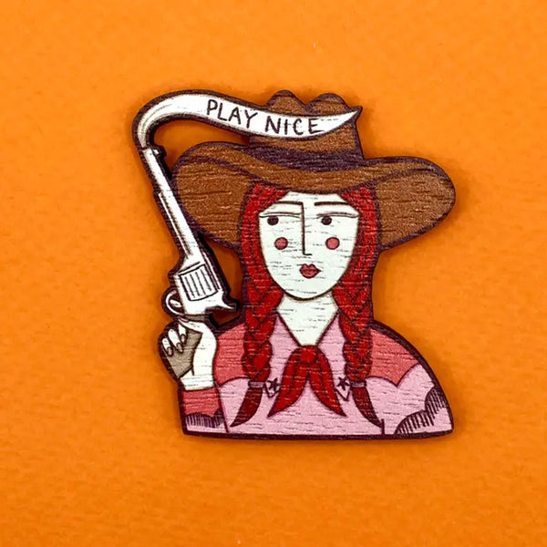 Cowgirl Pin Brooch by Su Owen