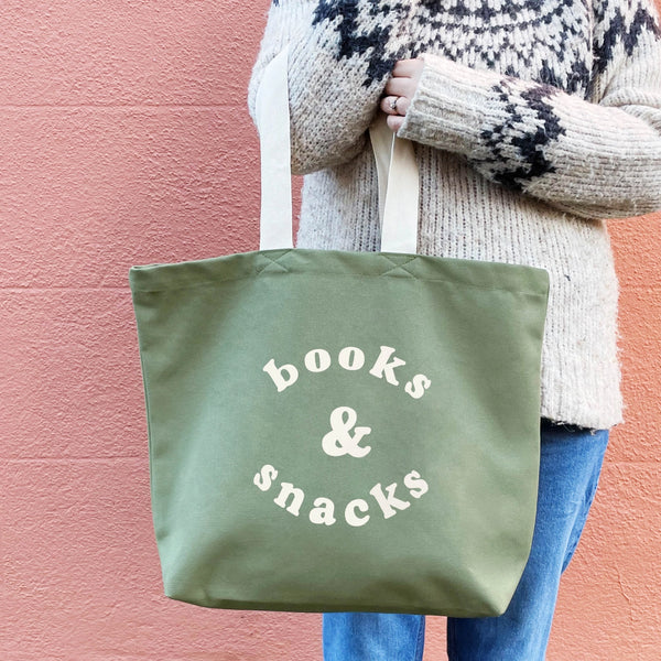 Books & Snacks Canvas Tote Bag