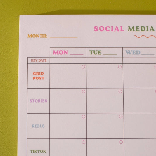 Social Media Weekly Content Planner Pad A4