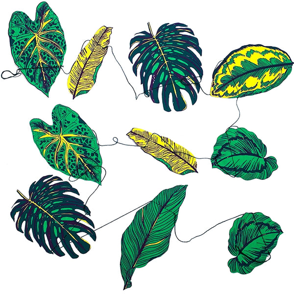 Botanical Leaves Screenprinted Paper Garland