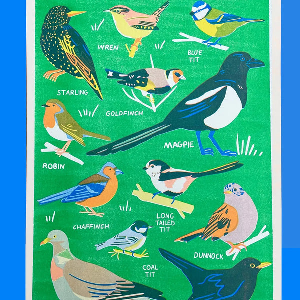 Garden Birds Riso Print