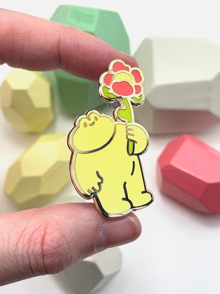 Flower Frog Enamel Pin by Nimbob