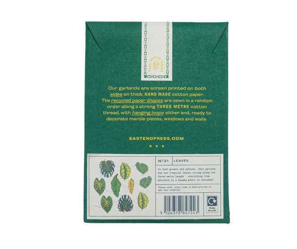 Botanical Leaves Screenprinted Paper Garland