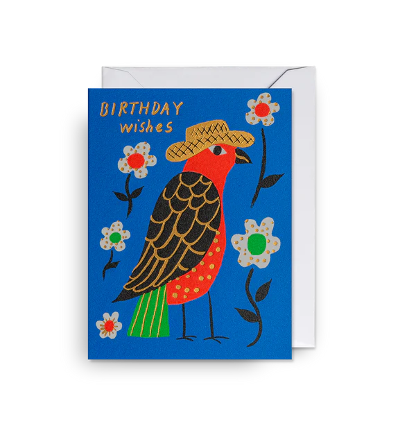 Bird Hat Birthday Wishes Mini Card