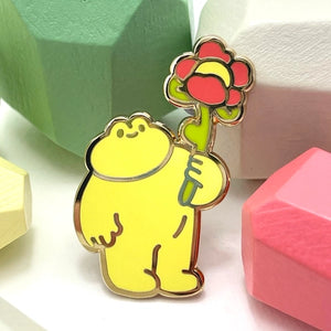 Flower Frog Enamel Pin by Nimbob
