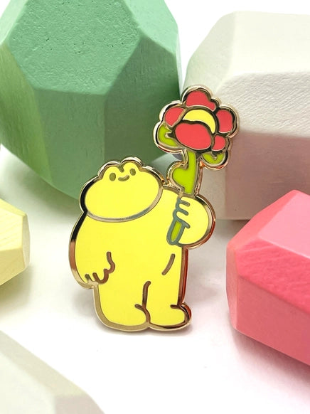 Flower Frog Enamel Pin by Nimbob