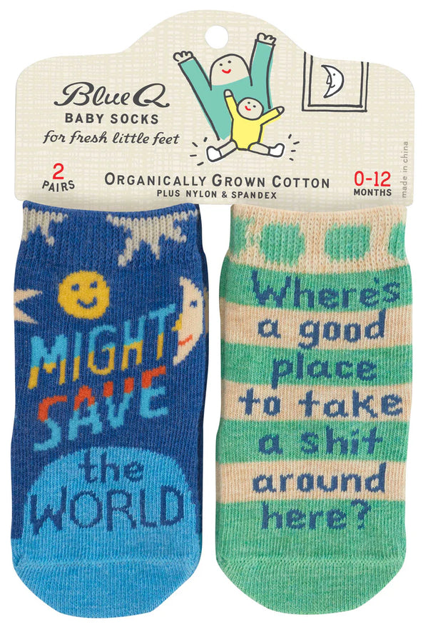 Might Save the World Baby Socks Pair