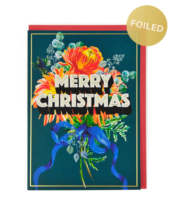 Merry Christmas Blue Ribbon