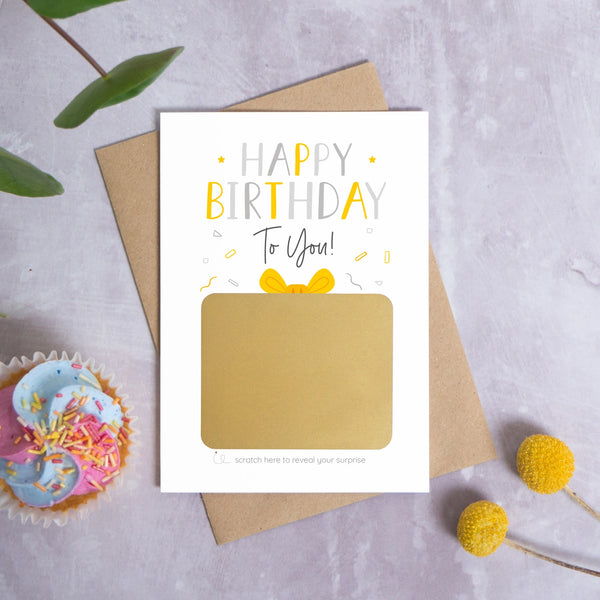 Birthday Present Yellow - Make Your Own Scratch Card