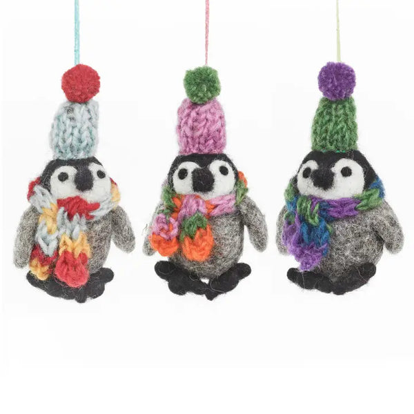 Frosty Penguins Felt Decorations 3 Pack