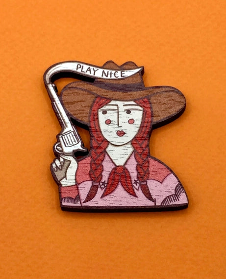 Cowgirl Pin Brooch by Su Owen