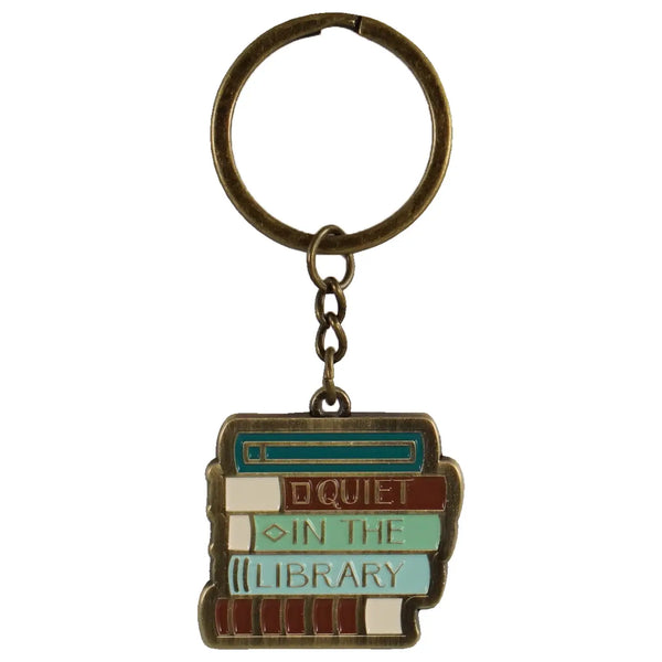 Quiet in the Library Metal Keyring