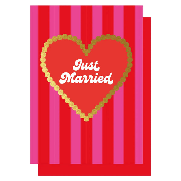 Just Married Red and Pink Stripe