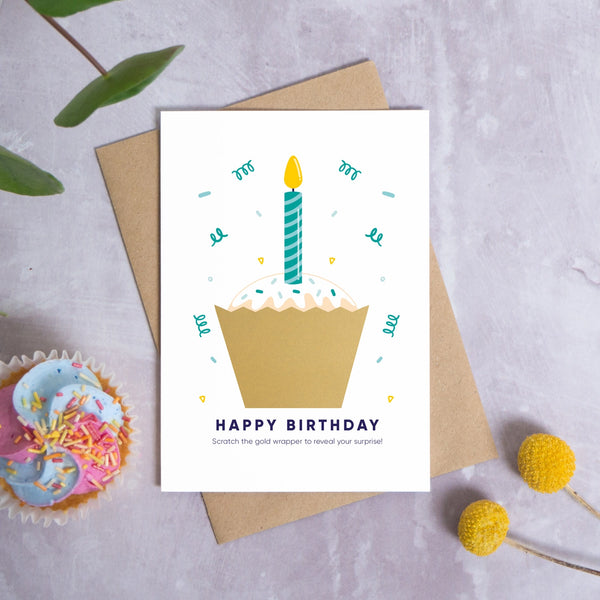Birthday Cake Blue - Make Your Own Scratch Card