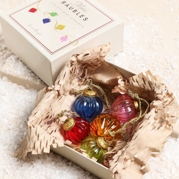 Set of 5 Mini Glass Baubles