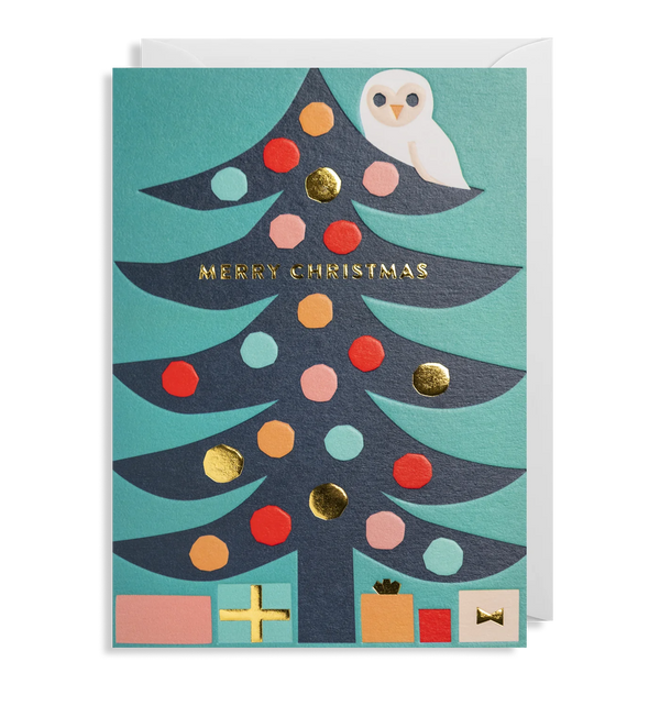 Merry Christmas Tree with Owl