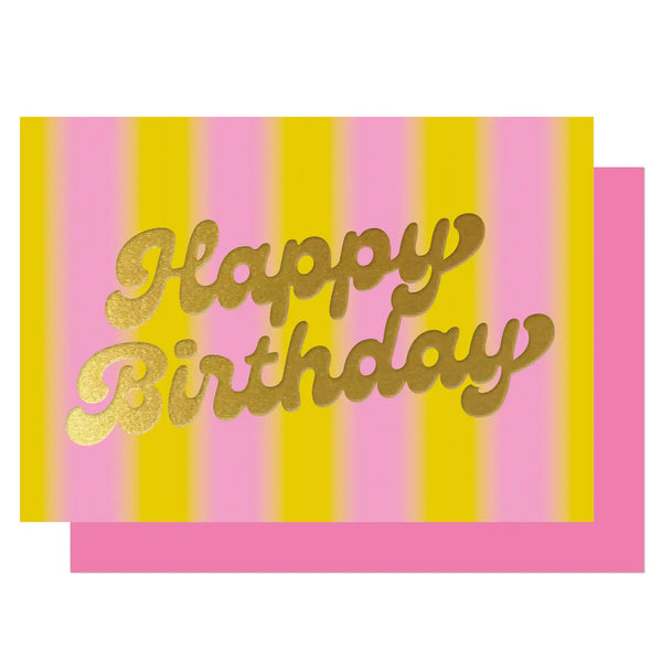 Happy Birthday Yellow and Pink Stripe
