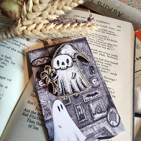 Skelly the Spooky Boyfriend Wooden Pin by Jon Turner