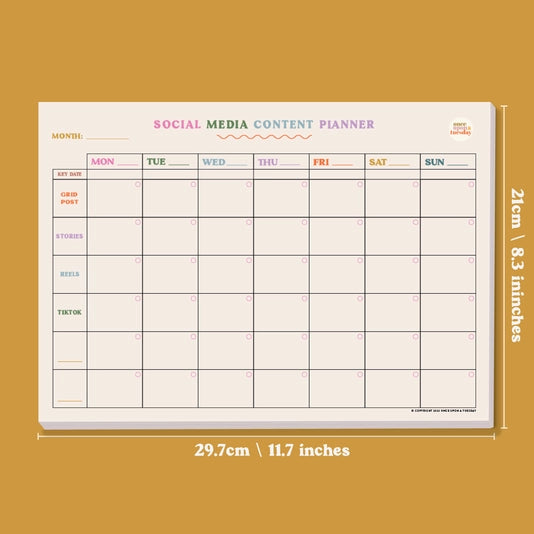 Social Media Weekly Content Planner Pad A4